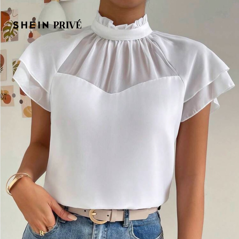 Elegant White Women's Top Size L - Picture 1 of 6